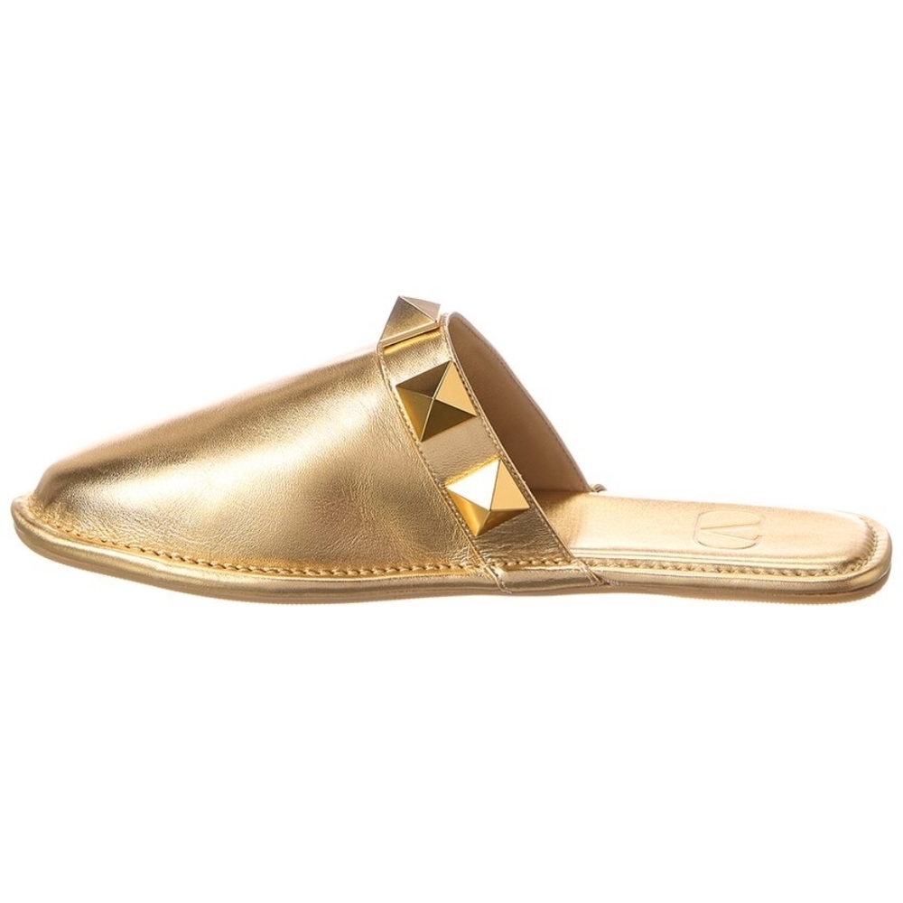 Brand New Valentino Roman Stud Leather Slipper Women's Gold 36.5